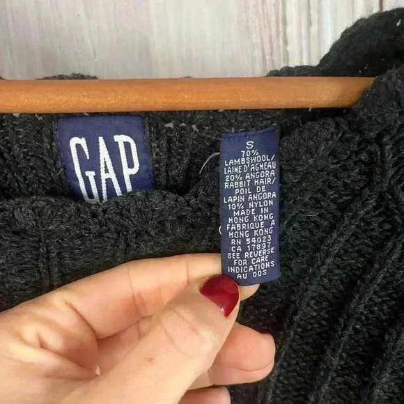GAP vintage oversized charcoal wool sweater S FISHERMAN HERITAGE TIMELESS - Picture 3 of 9